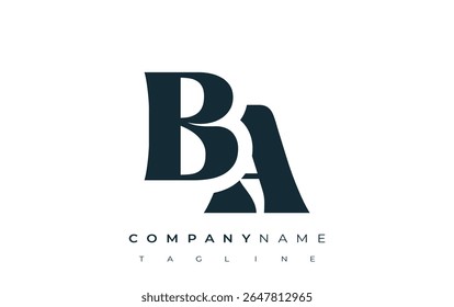 BA Creative Abstract Typography Logo Design. Elegant logo combining bold typography and creative shapes, ideal for branding and identity solutions.
