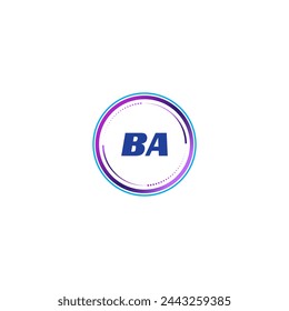 BA creative initial letter flat monogram logo design with White background.Vector logo modern alphabet gradient color style.