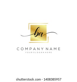 BA handwriting initial logo template vector.