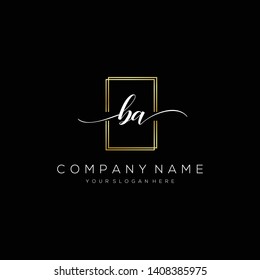 BA handwriting initial logo template vector.