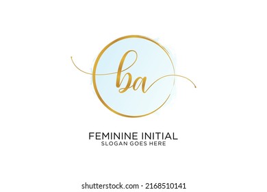 BA handwriting logo with circle template vector signature, wedding, fashion, floral and botanical with creative template.