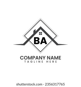 BA home or house letter logo BA alphabet logo, simple BA monogram