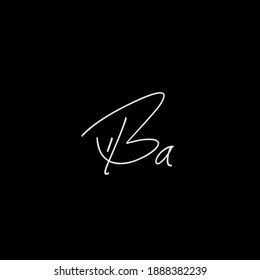  Ba en monograma inicial de belleza y diseño elegante de logotipo