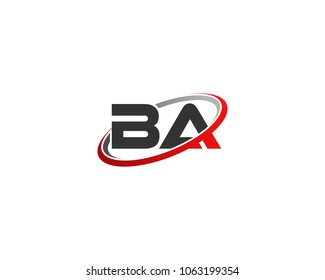 BA initial company red gray swoosh logo