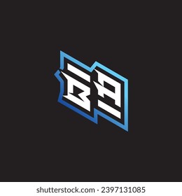 BA initial gaming team, youtube, twitch and clipart stock illustration logo