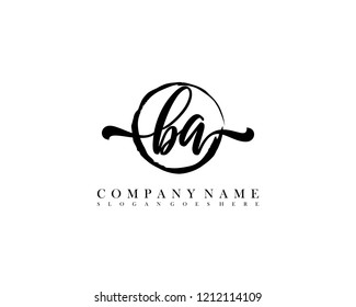 BA initial handwriting logo circle template vector