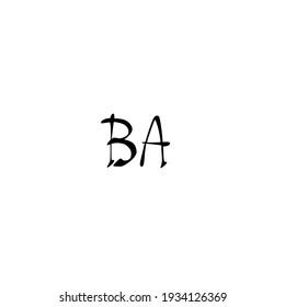 Logo de escritura a mano inicial BA para identidad
