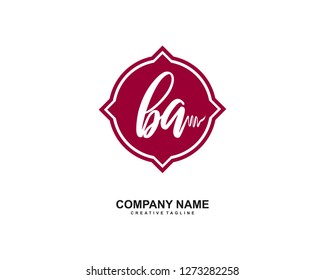 BA Initial Handwriting Logo Template Vector
