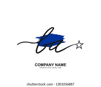 BA Initial Handwriting Logo Template Vector