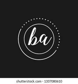 BA  Initial Handwriting logo template vector