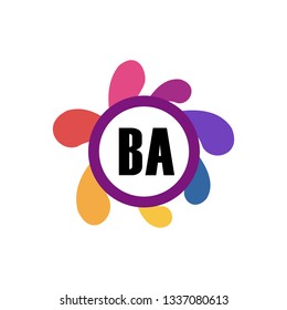 BA  Initial Handwriting logo template vector