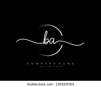 BA initial handwriting logo template vector