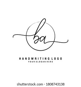 BA Initial handwriting logo template vector