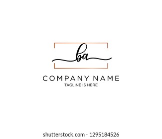 BA initial handwriting logo vector