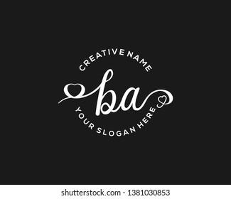 BA Initial handwriting logo vector
