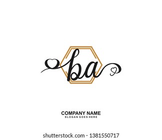 BA Initial handwriting logo vector