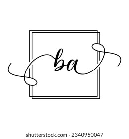 BA Initial handwriting minimalist logo Design