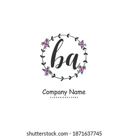 BA Erstmalige Handschrift und Signatur Logo Design mit Kreis. Schönes Design handgeschriebenes Logo für Mode, Team, Hochzeit, Luxus-Logo.