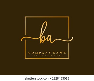 BA Initial handwriting square minimalist logo vector
