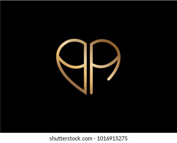 BA initial heart shape love logo