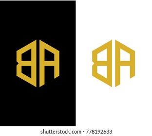 BA initial hexagon icon. letter. logo design vector