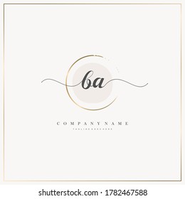 BA Initial Letter handwriting logo hand drawn template vector, logo for beauty, cosmetics, wedding, fashion and business, and other