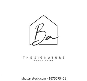 BA Initial letter handwriting and  signature logo. A concept handwriting initial logo with template element. 