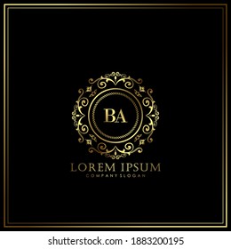 BA Initial Letter Luxury Logo template in vector art for Restaurant, Royalty, Boutique, Cafe, Hotel, Heraldic, Jewelry, Fashion and other vector illustration.