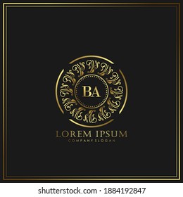 BA Initial Letter Luxury Logo template in vector art for Restaurant, Royalty, Boutique, Cafe, Hotel, Heraldic, Jewelry, Fashion and other vector illustration.