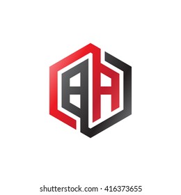 BA initial letters loop linked hexagon logo black red