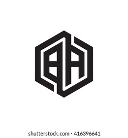 BA initial letters loop linked hexagon monogram logo