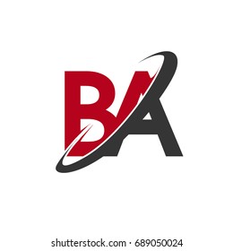 BA initial logo company name colored red and black swoosh design, isolated on white background. vector logo for business and company identity.