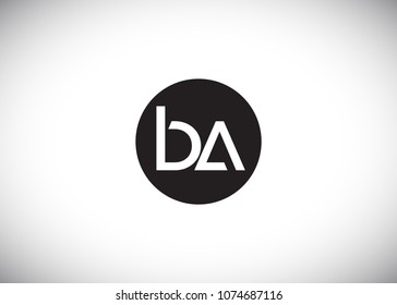 BA Initial Logo designs with circle background