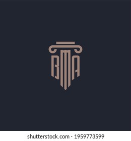 BA initial logo monogram with pillar style design for law firm and justice company