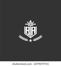 BA initial monogram brand logo design for crown vector image