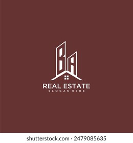 BA initial monogram building and roof logo for real estate