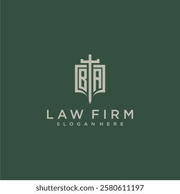 BA initial monogram for law firm with sword and shield logo image