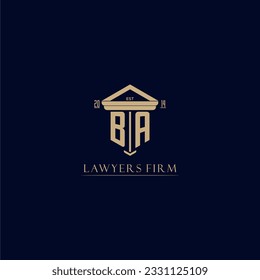 BA initial monogram lawfirm logo with pillar design