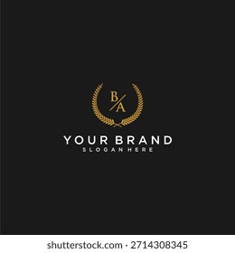 Letra inicial do monograma BA para o logotipo da sua marca com design de imagem de folha