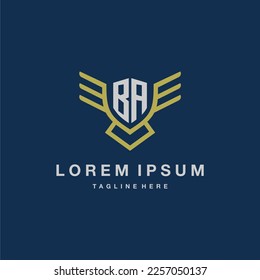 Logotipo de monograma inicial BA para diseño de vectores de imágenes de línea de águila creativa