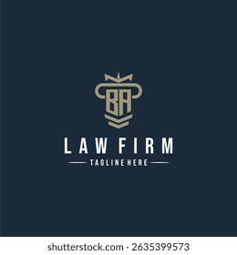 BA initial monogram logo law firm with pillar design
