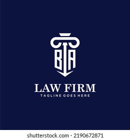 BA initial monogram logo lawfirm with pillar design