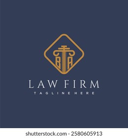 BA initial monogram logo for lawfirm with pillar in creative square design