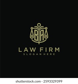 BA initial monogram logo for lawfirm with scale vector design