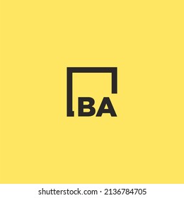 BA initial monogram logo with square style design