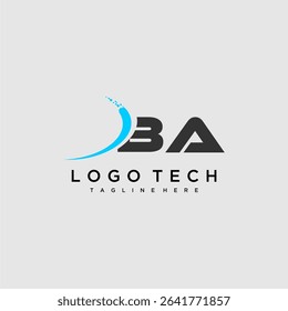 BA initial monogram for technology logo design