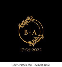 BA initial monogram wedding with creative circle line