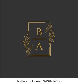 BA initial monogram wedding with creative square line