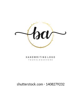 BA initial signature logo. handwriting logo template vector,