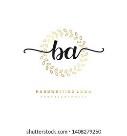 BA initial signature logo. handwriting logo template vector,